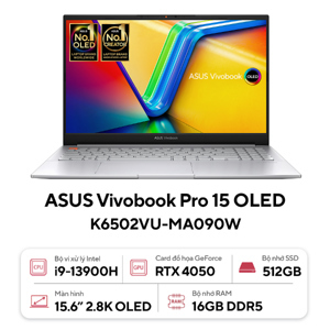 Laptop Asus Vivobook Pro 15 OLED K6502VU-MA090W - Intel Core i9-13900H, 16GB RAM, SSD 512GB, Nvidia GeForce RTX 4050 6GB GDDR6, 15.6 inch