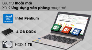 Laptop Asus X441MA-GA024T - Intel Pentium Silver N5000 Processor, 4GB RAM, HDD 1TB, Intel UHD Graphics 605, 14 inch