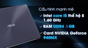 Laptop Asus X510UQ-BR632T - Intel Core i5-8250U, 4GB RAM, 1TB HDD, VGA NVIDIA GeForce GT 940MX 2GB, 15.6 inch