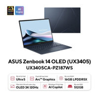 Laptop Asus ZenBook 14 UX3405CA-PZ187WS (Ultra 5 225H/16GB RAM/512GB SSD/14 3K Oled Cảm ứng/Win11/Túi/Bút/Xanh)