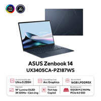Laptop ASUS Zenbook 14 UX3405CA-PZ187WS (Ultra 5 225H | 16GB | 512GB | Intel® Arc™ Graphics | 14.0inch 3K OLED | Cảm ứng | Bút cảm ứng | Win 11 | Office | Xanh)