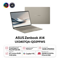 Laptop Asus ZenBook A14 UX3407QA-QD299WS (Snapdragon X X1 26 100 | 16GB | 512GB | 14 inch WUXGA OLED | Win 11 | Office)