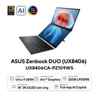Laptop Asus ZenBook Duo UX8406CA-PZ109WS (Core Ultra 9 285H, 32GB RAM, 1TB SSD, Màn Hình 14inch 3K Oled Cảm ứng, Windows 11, Bút, Túi)