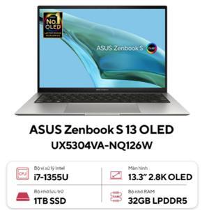 Laptop Asus Zenbook S 13 OLED UX5304VA-NQ126W - Intel Core i7-1355U, 32GB RAM, SSD 1TB, Intel Iris Xe Graphics, 13.3 inch