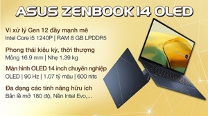 Laptop Asus ZenBook UX3402ZA-KM220W - Intel core i5-1240P, 8GB RAM, SSd 512GB, Intel Iris Xe Graphics, 14 inch
