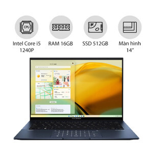 Laptop Asus ZenBook UX3402ZA-KM220W - Intel core i5-1240P, 8GB RAM, SSd 512GB, Intel Iris Xe Graphics, 14 inch