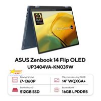 LAPTOP ASUS ZENBOOK UP3404VA-KN039W (I7 1360P/16GB RAM/512GB SSD/14 OLED CẢM ỨNG/WIN11/BÚT/CÁP/TÚI/XANH)