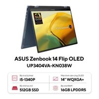 Laptop Asus ZenBook UP3404VA-KN038W (i5 1340P/16GB RAM/512GB SSD/14 Oled Cảm ứng/Win11/Bút/Cáp/Túi/Xanh)