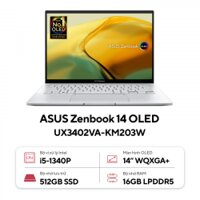 Laptop Asus Zenbook UX3402VA-KM203W (Core i5 1340P/ 16GB/ 512GB SSD/ Intel Iris Xe Graphics/ 14.0inch WUXGA+/ Windows 11 Home/ Silver/ Vỏ nhôm/ Túi Sleeve, USDB-A to RJ45