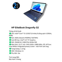 Laptop cao cấp HP EliteBook Dragonfly G2 |Core i5 1135G7|8GB | 256GB SSD| Intel Iris Xe Graphics |13.3inch Full HD Touch