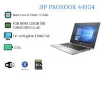 Laptop cao cấp HP PROBOOK 440G4 14 inch Core i5-7200U 3.1GHz 8GB RAM 128GB SSD dual 500GB HDD - likenew 98%