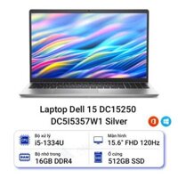 Laptop Dell 15 DC15250, i5-1334U, 16GB, 512GB SSD, Intel Graphics, 15.6″ FHD, 3C 41Wh, ax+BT, OfficeHS24+365, McAfee LS, Win 11 Home, Bạc (Platinum Silver), 1Y WTY,(DC15250)