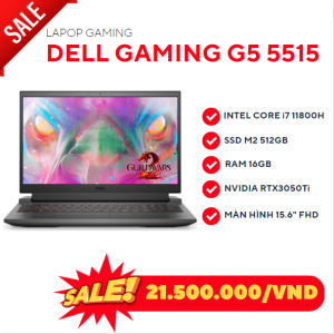 Laptop Dell Gaming G15 5511 P105F006BGR - Intel Core i7, 16GB RAM, SSD 512GB, Intel UHD Graphics + Nvidia GeForce RTX 3050 Ti, 15.6 inch