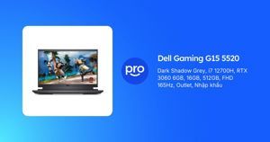Laptop Dell Gaming G15 5520 - Intel core i7-12700H, 16GB RAM, SSD 1TB, Nvidia GeForce RTX 3060 Max-Q 6GB GDDR6, 15.6 inch