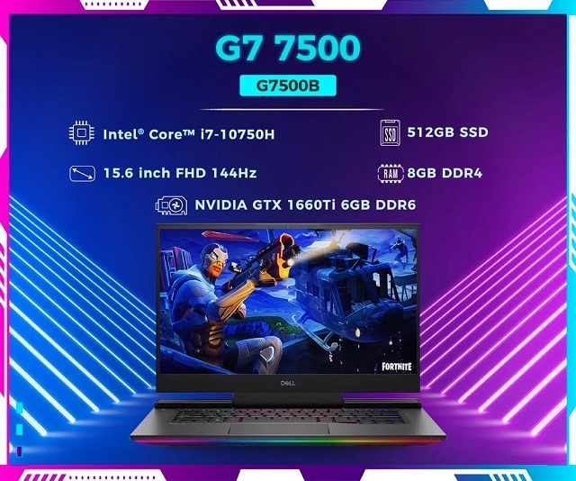 Laptop Dell Gaming G7 7500B P100F001G7500B - Intel Core i7-10750H, RAM 8Gb, 512Gb SSD, 15.6inch