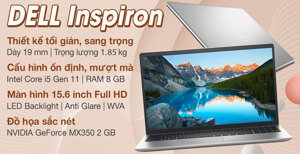 Laptop Dell Inspiron 15 3511 70270650 - Intel Core i5-1135G7, 8GB RAM, SSD 512GB, Nvidia GeForce MX350 2GB GDDR5, 15.6 inch