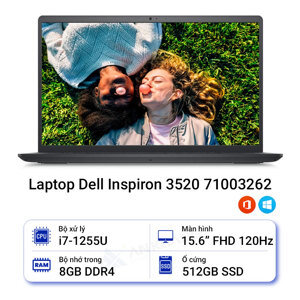 Laptop Dell Inspiron 15 3520 71003262 - Intel Core i7-1255U, 8GB RAM, SSD 512GB, Intel Iris Xe Graphics, 15.6 inch