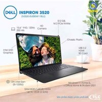 Laptop Dell Inspiron 3520 N5I5122W1 Core i5 1235U 8GB 256GB SSD 15.6inch Full HD Windows 11 Home Black - Hàng chính hãng