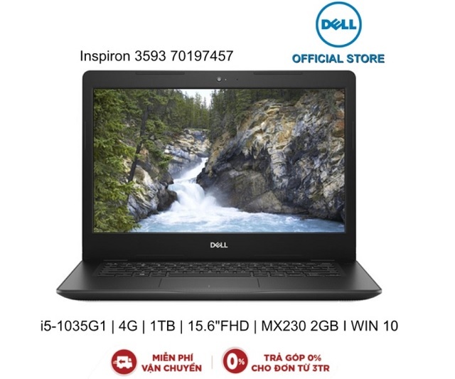 Laptop Dell Inspiron 3593 70197457 - Intel Core i5-1035G1, 4GB RAM, HDD 1TB, Nvidia Geforce MX230 2GB GDDR5, 15.6 inch