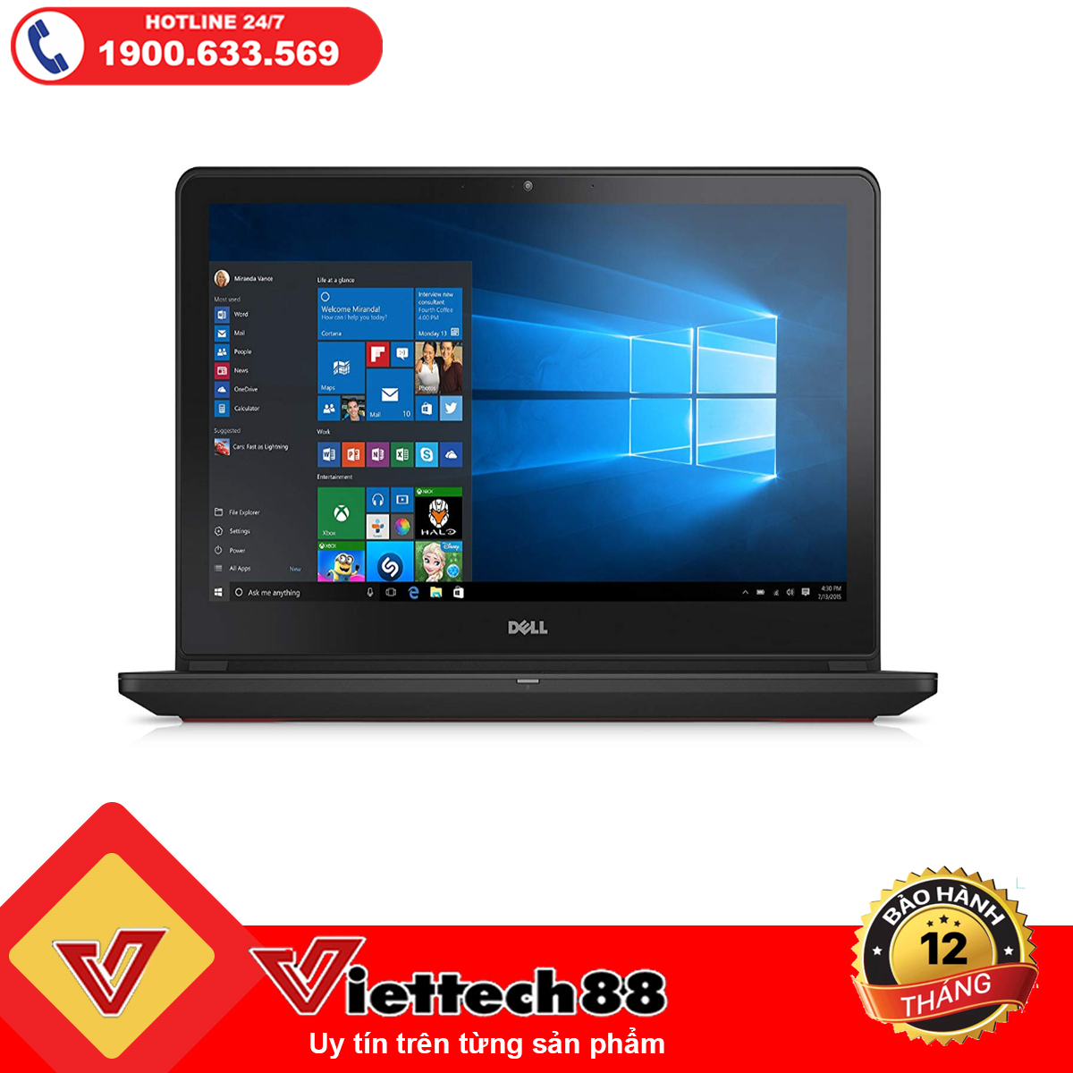 Laptop Dell Inspiron 7559 Core i7-6700HQ, 2.6Ghz, 8G RAM, 1TB, 4G Geforce GTX960M, 15.6" FHD