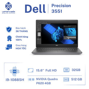 Laptop Dell Precision 3551 - Intel core i5-10400H, 4GB RAM, SSD 128GB, Intel UHD 630 Graphics, 15.6 inch