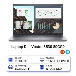 Laptop Dell Vostro 15 3530 80GG9 - Intel Core i5-1335U, 8GB RAM, SSD 512GB, Intel Iris Xe Graphics, 15.6 inch