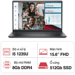 Laptop Dell Vostro 3520 5M2TT2 - Intel Core i5-1235U, 8GB RAM, SSD 512GB, Intel Iris Xe Graphics, 15.6 inch