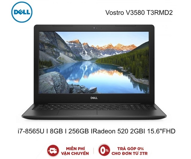 Laptop Dell Vostro 3580 T3RMD2 - Intel Core i7-8565U, 8GB RAM, SSD 256GB, AMD Radeon 520 2GB GDDR5, 15.6 inch