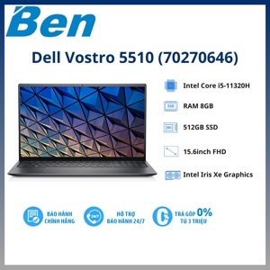 Laptop Dell Vostro 5510 70270646 - Intel core i5-11320H, 8GB RAM, SSD 512GB, Intel Iris Xe Graphics, 15.6 inch