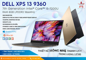 Laptop Dell XPS 13 9360 - Intel Core i5-7200U, RAM 8GB, SSD 256GB, Intel HD Graphics 620, 13.3inch
