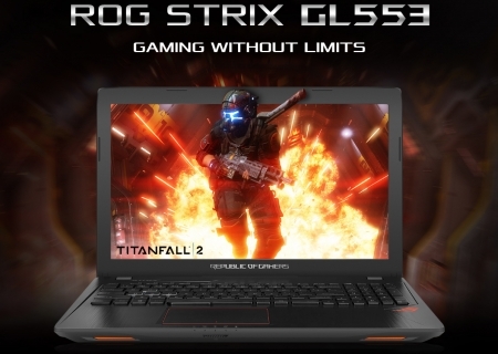 Laptop Gaming Asus ROG Strix GL553VE-FY096  - Intel Core i7-7700HQ, RAM 16GB, HDD 1TB, Intel VGA NVIDIA GeForce GTX 1050Ti, 15.6 inches