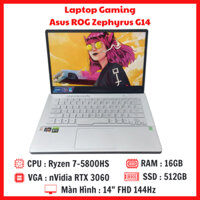 Laptop Gaming Asus ROG Zephyrus G14 - Ryzen 7-5800HS  RAM 16G SSD 512G  RTX 3060 6GB  Màn 14 Inch FHD 144Hz