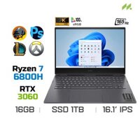 Laptop Gaming HP OMEN 16-n0087AX 7C0T7PA (Ryzen 7 6800H, RTX 3060 6GB, Ram 16GB DDR5, SSD 1TB, 16.1 Inch IPS 165Hz QHD 100% DCI-P3)