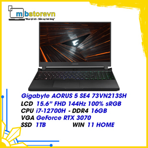 Laptop Gigabyte AORUS 5 SE4-73VN213SH - Intel core i7-12700H, 16GB RAM, SSD 1TB, Nvidia GeForce RTX 3060 8GB, 15.6 inch