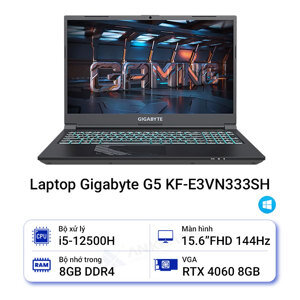 Laptop Gigabyte G5 KF-E3VN333SH - Intel Core i5 12500H, 8GB RAM, SSD 512GB, Nvidia GeForce RTX 4060 8GB GDDR6, 15.6 inch