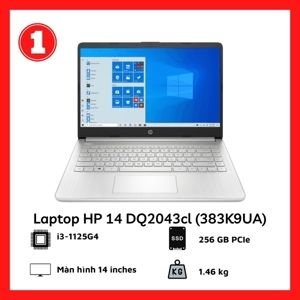 Laptop HP 14 DQ2043CL 383K9UA - Intel Core i3-1125G4, RAM 8GB, SSD 256GB, Intel UHD Graphics, 14 inch