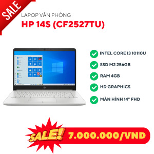 Laptop HP 14s-cf2527TU 4K4A1PA - Intel core i3-10110U, 4GB RAM, SSD 256GB, Intel UHD graphics, 14 inch