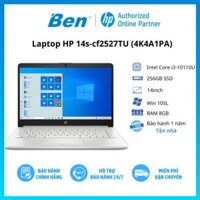Laptop HP 14s-cf2527TU 4K4A1PA Core i3-10110U 4GB 256GB 14 HD Win11 - Hàng Chính Hãng