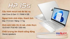 Laptop HP 15s-fq2662TU 6K795PA - Intel core i3-1115G4, 4GB RAM, SSD 256GB, Intel UHD Graphics, 15.6 inch