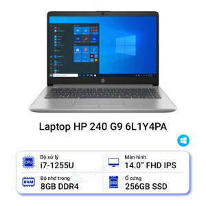 Laptop HP 240 G9 6L1Y4PA - Intel core i7-1255U, 8GB RAM, SSD 256GB, Intel Iris Xe Graphics, 14 inch