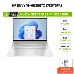 Laptop HP Envy 16-h0206TX 7C0T3PA - Intel Core i9-12900H, 16GB RAM, SSD 512GB, Nvidia GeForce RTX 3060 6GB GDDR6, 16 inch