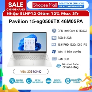 Laptop HP Pavilion 15-eg0506TX 46M05PA - Intel core i5 1135G7, 8GB RAM, SSD 512GB, Intel Iris Xe Graphics + Nvidia GeForce MX450, 15.6 inch