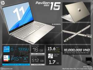 Laptop HP Pavilion 15-eg3093TU 8C5L4PA - Intel core i5-1335U, 16GB RAM, SSD 512GB, Intel Iris Xe Graphics, 15.6inch Full HD