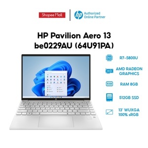 Laptop HP Pavilion Aero 13-be0229AU 64U91PA - AMD Ryzen 7-5800U, 8GB RAM, SSD 512Gb, AMD Radeon Graphics, 13 inch