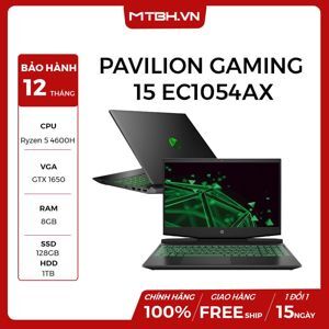 Laptop HP Pavilion Gaming 15-ec1054AX 1N1H6PA - AMD Ryzen 5 4600H, 8GB RAM, HDD 1TB + SSD 128GB, Nvidia GeForce GTX 1650 4GB GDDR6 + AMD Radeon Graphics, 15.6 inch