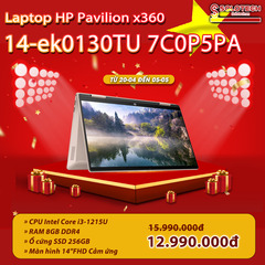 Laptop HP Pavilion X360 14-ek0131TU 7C0P6PA - Intel Core i3-1215U, 8GB RAM, SSD 256GB, Intel UHD Graphics, 14 inch