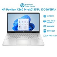Laptop HP Pavilion X360 14-ek0135TU 7C0W5PA i5-1235U  8GB  512GB  Intel Iris Xe Graphics  14 FHD Touch  Win 11 Hàng chính hãng