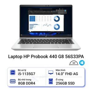 Laptop HP ProBook 440 G8 56S33PA - Intel core i5-1135G7, 8GB RAM, SSD 256GB, Intel UHD Graphics, 14 inch