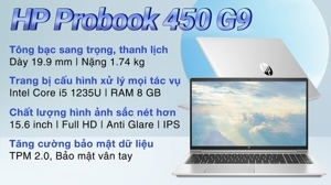Laptop HP Probook 450 G9 6M0Y9PA - Intel core i5-1235U, 8GB RAM, SSD 512GB, Intel Iris Xe Graphics, 15.6 inch