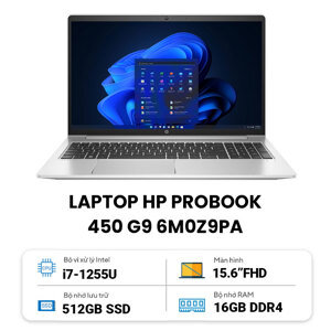 Laptop HP Probook 450 G9 6M0Z9PA - Intel core i7-1255U, 16GB RAM, SSD 512GB, Intel Iris Xe Graphics, 15.6 inch